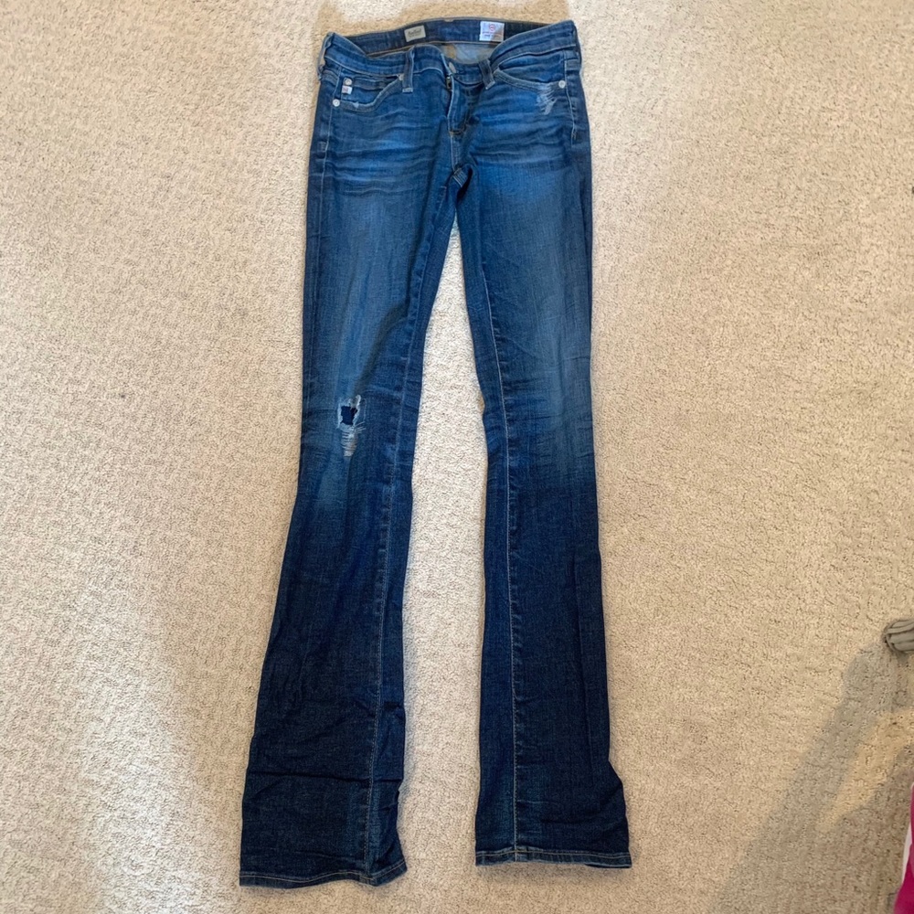 Blue wide ankle skinny jeans
